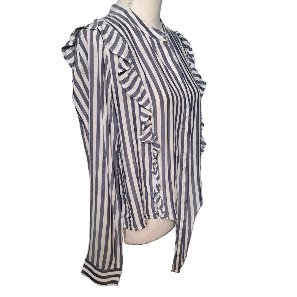 Rails Piper Ocean Women's Gray White Striped Button-Up Shirt Blouse Top Size Med - Picture 3 of 9